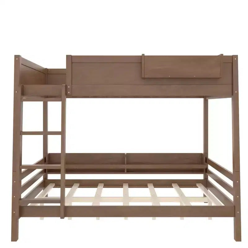 Bellemave Lit Superposé Queen sur Queen avec Rangement Étagère, Lit Superposé Détachable avec Échelle et Barrières de Sécurité, Aucun Sommier Tapissier Requis