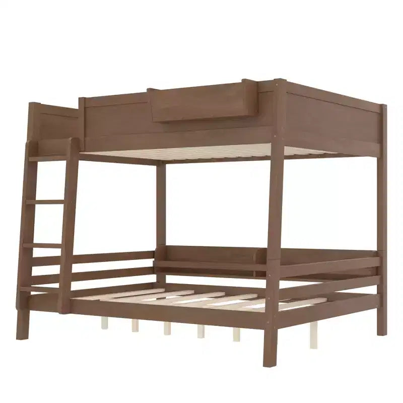 Bellemave Lit Superposé Queen sur Queen avec Rangement Étagère, Lit Superposé Détachable avec Échelle et Barrières de Sécurité, Aucun Sommier Tapissier Requis