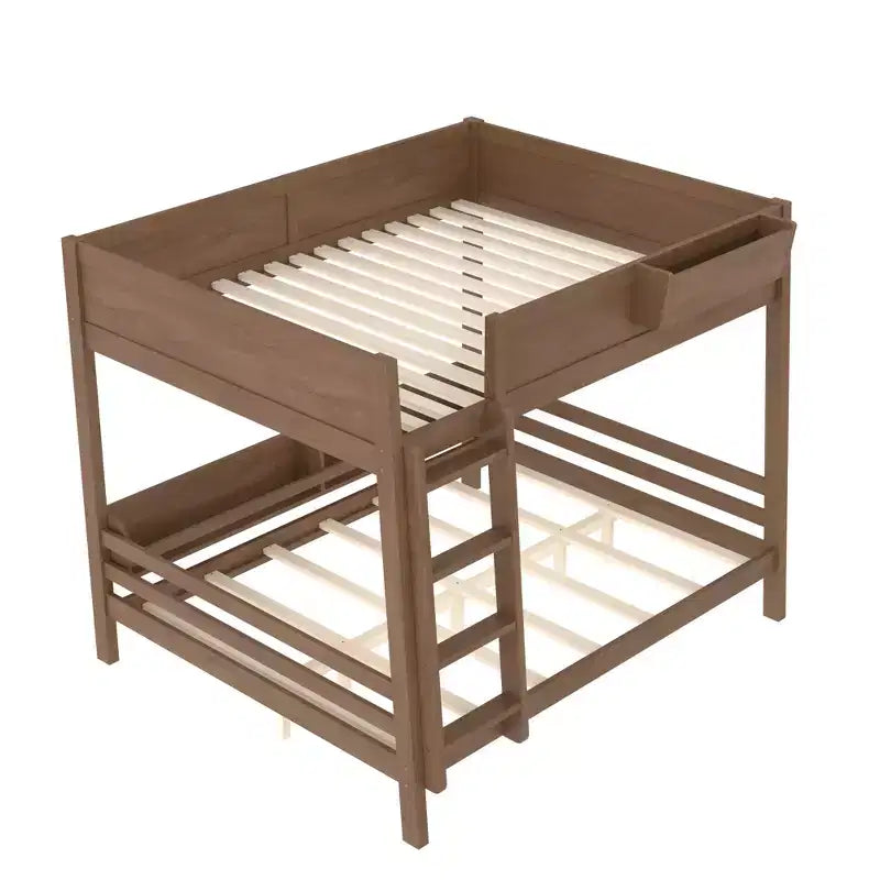 Bellemave Lit Superposé Queen sur Queen avec Rangement Étagère, Lit Superposé Détachable avec Échelle et Barrières de Sécurité, Aucun Sommier Tapissier Requis