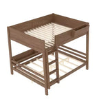 Bellemave Lit Superposé Queen sur Queen avec Rangement Étagère, Lit Superposé Détachable avec Échelle et Barrières de Sécurité, Aucun Sommier Tapissier Requis