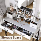 Coiffeuse avec miroir lumineux, table de maquillage Hollywood 3 couleurs dimmable avec 4 tiroirs