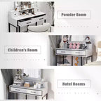Coiffeuse avec miroir lumineux, table de maquillage Hollywood 3 couleurs dimmable avec 4 tiroirs