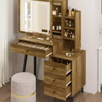 Coiffeuse avec miroir lumineux, table de maquillage Hollywood 3 couleurs dimmable avec 4 tiroirs