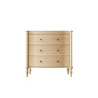 Homsee Table de Chevet en Bois, Commode à 3 Tiroirs, Commode Moderne à Façade Courbe avec Pieds Tournés Vintage