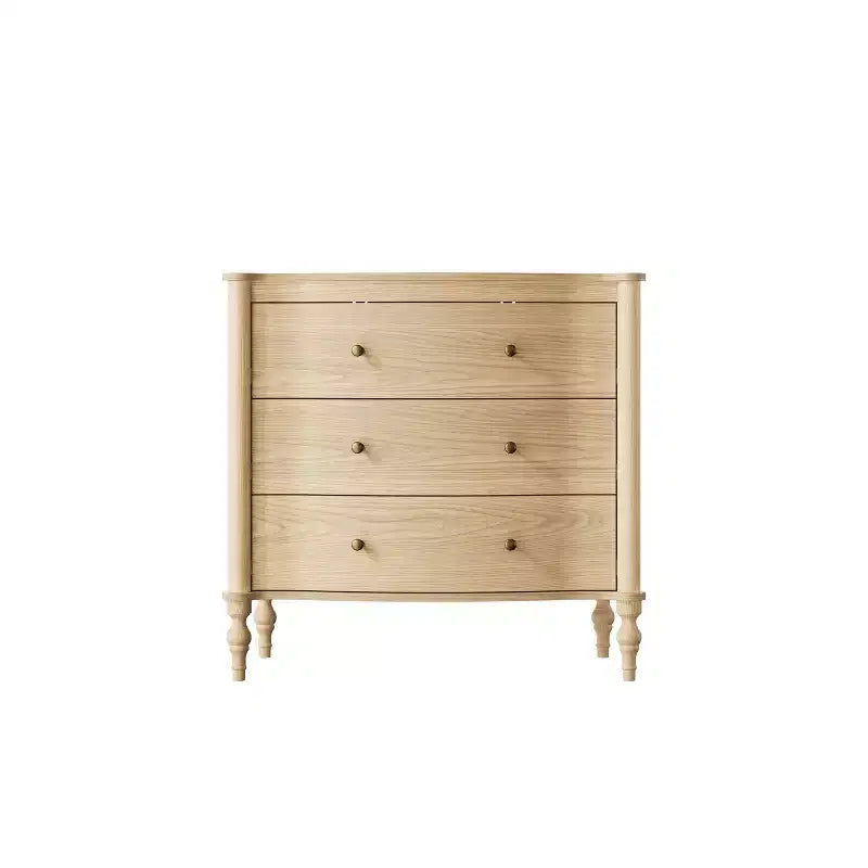 Homsee Table de Chevet en Bois, Commode à 3 Tiroirs, Commode Moderne à Façade Courbe avec Pieds Tournés Vintage