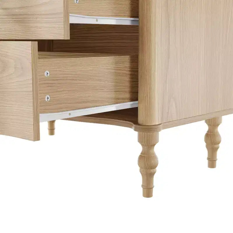 Homsee Table de Chevet en Bois, Commode à 3 Tiroirs, Commode Moderne à Façade Courbe avec Pieds Tournés Vintage
