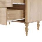 Homsee Table de Chevet en Bois, Commode à 3 Tiroirs, Commode Moderne à Façade Courbe avec Pieds Tournés Vintage