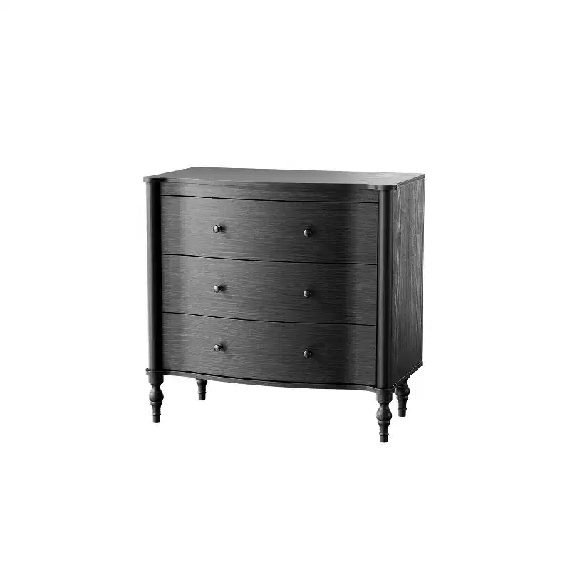 Homsee Table de Chevet en Bois, Commode à 3 Tiroirs, Commode Moderne à Façade Courbe avec Pieds Tournés Vintage
