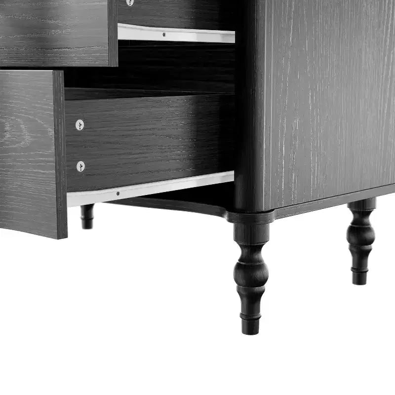 Homsee Table de Chevet en Bois, Commode à 3 Tiroirs, Commode Moderne à Façade Courbe avec Pieds Tournés Vintage