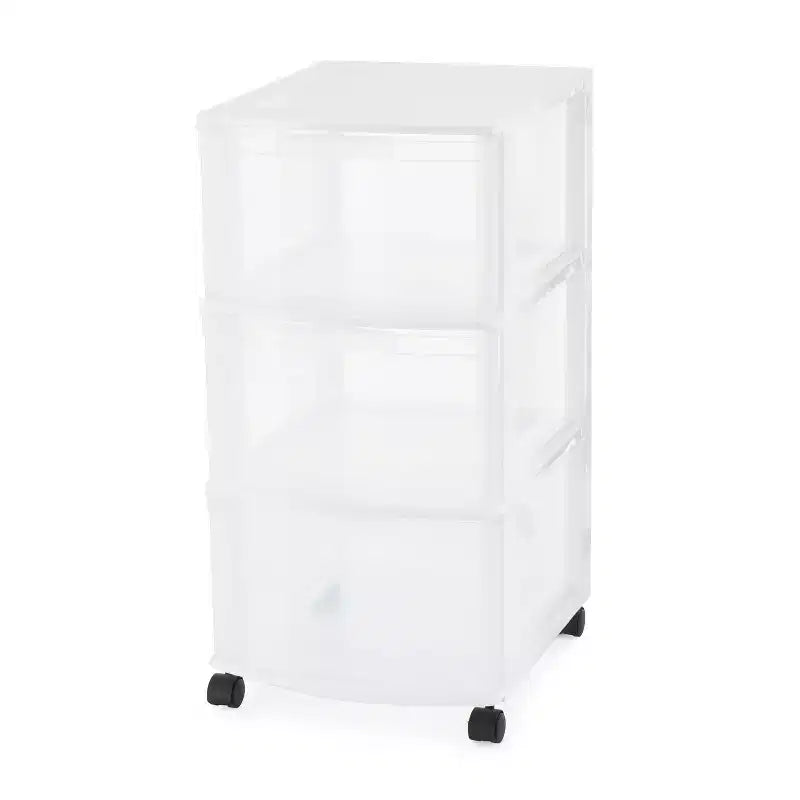 Gracious Living Classic 3 Drawer Organizer Plastic Storage Cart w/ Wheels