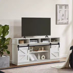 Meuble TV de ferme FurnitureR de 58 po pour téléviseurs jusqu'à 65 po, portes coulissantes de grange, armoire de rangement avec étagères, centre de divertissement moderne
