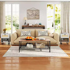 Costway Table de Chevet 1/2 Pcs en Rotin Style Bohème avec Tiroir et Étagère Ouverte pour Salon Blanc/Naturel