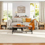 Costway Table de Chevet 1/2 Pcs en Rotin Style Bohème avec Tiroir et Étagère Ouverte pour Salon Blanc/Naturel