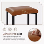 24 Inch Bar Stools Set of 2, PU Leather Seats with Thick Padding & Footrest, Modern Metal Frame with Adjustable Feet for Kitchen Island, Bar Counter