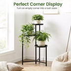 Gymax Support de plantes en métal, intérieur/extérieur, haut, d'angle, porte-pot de fleurs, étagère de présentation