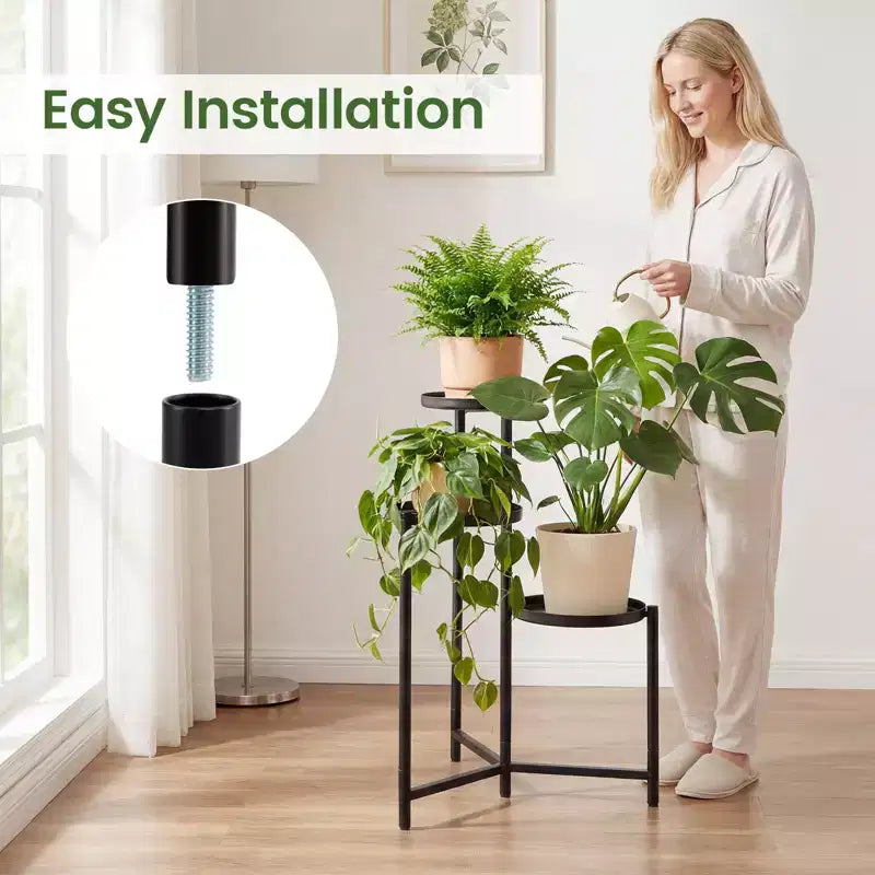 Gymax Support de plantes en métal, intérieur/extérieur, haut, d'angle, porte-pot de fleurs, étagère de présentation