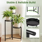 Gymax Support de plantes en métal, intérieur/extérieur, haut, d'angle, porte-pot de fleurs, étagère de présentation