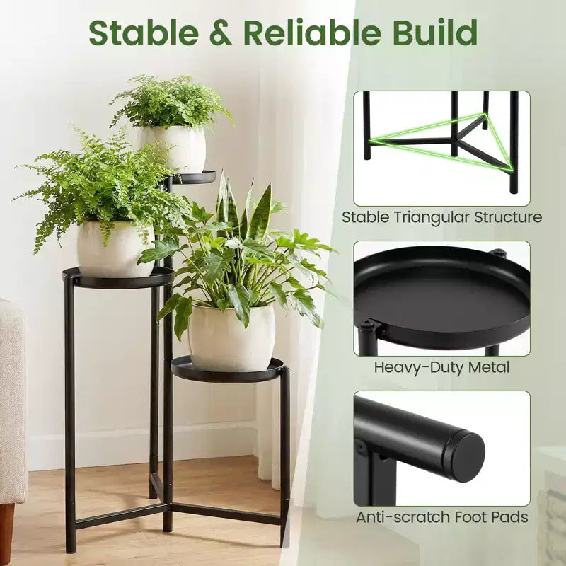 Gymax Support de plantes en métal, intérieur/extérieur, haut, d'angle, porte-pot de fleurs, étagère de présentation
