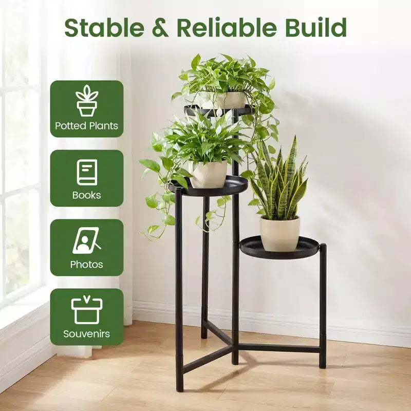 Gymax Support de plantes en métal, intérieur/extérieur, haut, d'angle, porte-pot de fleurs, étagère de présentation