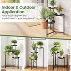 Gymax Support de plantes en métal, intérieur/extérieur, haut, d'angle, porte-pot de fleurs, étagère de présentation