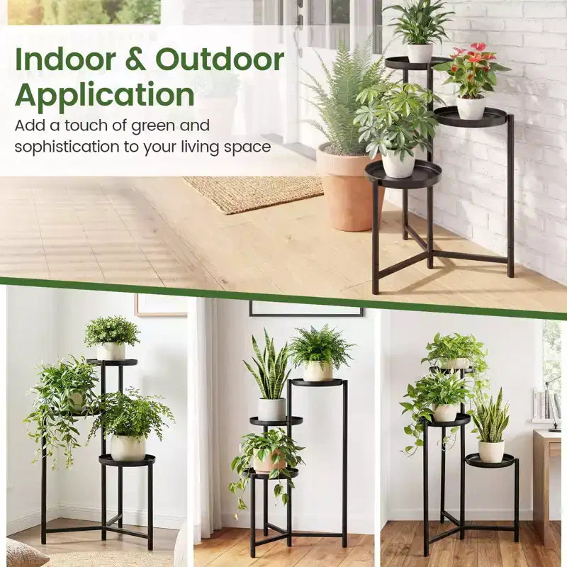 Gymax Support de plantes en métal, intérieur/extérieur, haut, d'angle, porte-pot de fleurs, étagère de présentation
