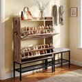 Karl Home 47 W Barn Door Flip Shoe Cabinet with Mesh Metal Legs Padded Bench