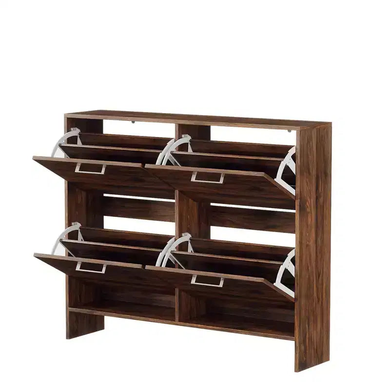 Meuble à chaussures Karl Home 42W avec 4 tiroirs basculants et poignées métalliques argentées