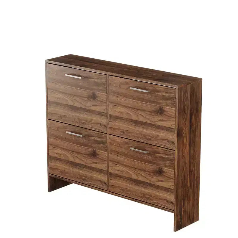 Meuble à chaussures Karl Home 42W avec 4 tiroirs basculants et poignées métalliques argentées