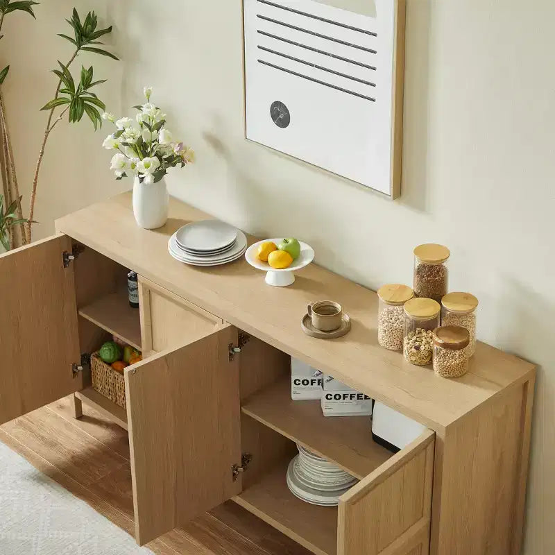 GDFStudio Aleksander Modern 67'' Wooden Sideboard Storage Cabinet with 4 Doors and Soft-Close Hinges