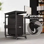 Chariot d'ordinateur réglable à 2 niveaux avec roulettes, support de tour CPU mobile avec gestion des câbles et crochets, table d'appoint compacte pour jeux ou bureau à domicile