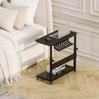 Chariot d'ordinateur réglable à 2 niveaux avec roulettes, support de tour CPU mobile avec gestion des câbles et crochets, table d'appoint compacte pour jeux ou bureau à domicile