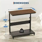 Chariot d'ordinateur réglable à 2 niveaux avec roulettes, support de tour CPU mobile avec gestion des câbles et crochets, table d'appoint compacte pour jeux ou bureau à domicile