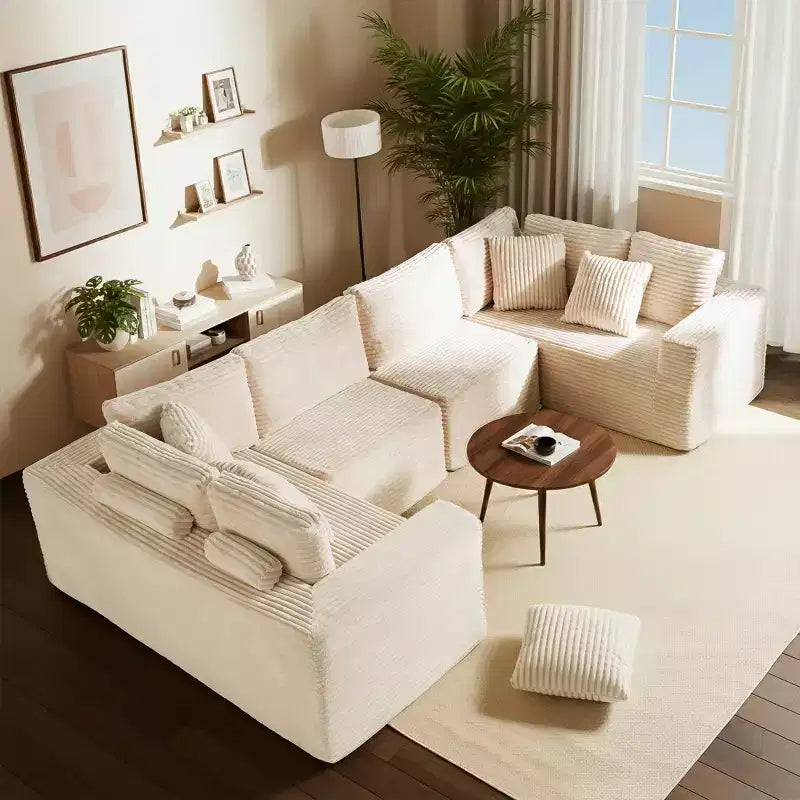 GDFStudio Arly Modern 6-Seater Corduroy U-Shaped Boneless Sectional Sofa