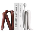 NotArt Thinker Statue Bookends, Resin Heavy-Duty Book Stoppers in White & Brown, Artistic Decor for