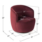 Fauteuil d'appoint pivotant moderne en velours, Fauteuil barillet rembourré avec rotation à 360°, Fauteuil de salon pour le séjour et le coin lecture - Panipeachy