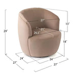 Fauteuil d'appoint pivotant moderne en velours, Fauteuil barillet rembourré avec rotation à 360°, Fauteuil de salon pour le séjour et le coin lecture - Panipeachy