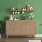 Buffet cannelé de 60 pouces avec 2 tiroirs et 4 portes, Buffet moderne avec rangement pour salle à manger, salon, entrée