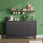Buffet cannelé de 60 pouces avec 2 tiroirs et 4 portes, Buffet moderne avec rangement pour salle à manger, salon, entrée