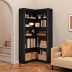 Étagère d'angle haute de 182,4 cm, grande bibliothèque à 5 niveaux en forme de L avec kit anti-basculement, rangement peu encombrant pour la maison et le bureau