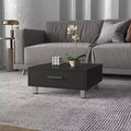 Wenge Rectangle Coffee Table with 1 Drawer, Four Metal Legs Metal Handle Superior Top Living Room Accent Table