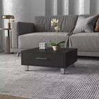 Wenge Rectangle Coffee Table with 1 Drawer, Four Metal Legs Metal Handle Superior Top Living Room Accent Table