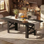 Table de salle à manger de ferme de 71 po pour 6 à 8 personnes, grande table de cuisine rectangulaire en bois avec base robuste et pieds triangulaires pour la maison et le bureau