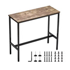 39x16x35.5 Bar Height Pub Table, Modern Metal Frame Industrial Wooden Top Cocktail Coffee Dining Table