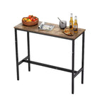 Table de pub hauteur bar 39x16x35,5, Table de cocktail ou de salle à manger moderne avec cadre en métal et plateau en bois industriel