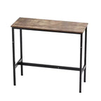 Table de pub hauteur bar 39x16x35,5, Table de cocktail ou de salle à manger moderne avec cadre en métal et plateau en bois industriel