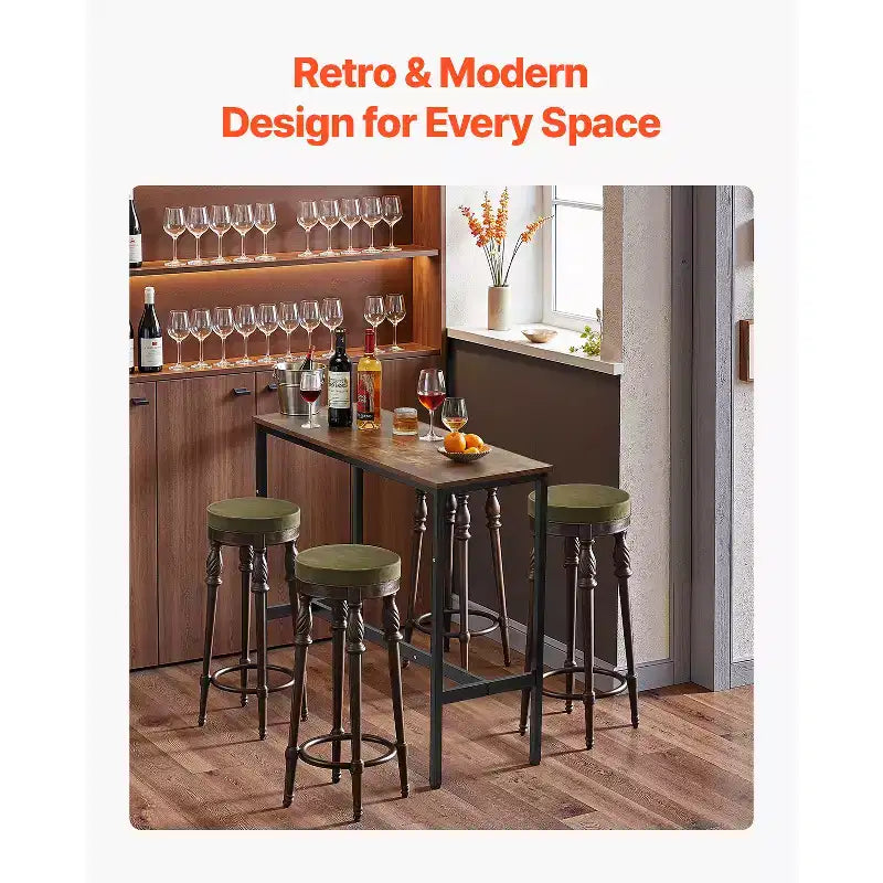 Table de pub hauteur bar 39x16x35,5, Table de cocktail ou de salle à manger moderne avec cadre en métal et plateau en bois industriel