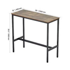 Table de pub hauteur bar 39x16x35,5, Table de cocktail ou de salle à manger moderne avec cadre en métal et plateau en bois industriel