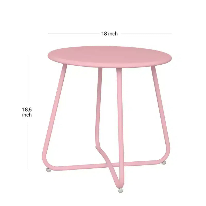 Laukingdom Table d'appoint ronde en métal de 18 pouces, table d'appoint d'extérieur résistante aux intempéries pour patio, balcon, jardin