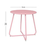 Laukingdom Table d'appoint ronde en métal de 18 pouces, table d'appoint d'extérieur résistante aux intempéries pour patio, balcon, jardin