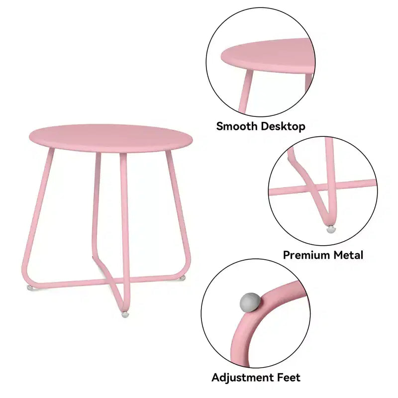Laukingdom Table d'appoint ronde en métal de 18 pouces, table d'appoint d'extérieur résistante aux intempéries pour patio, balcon, jardin